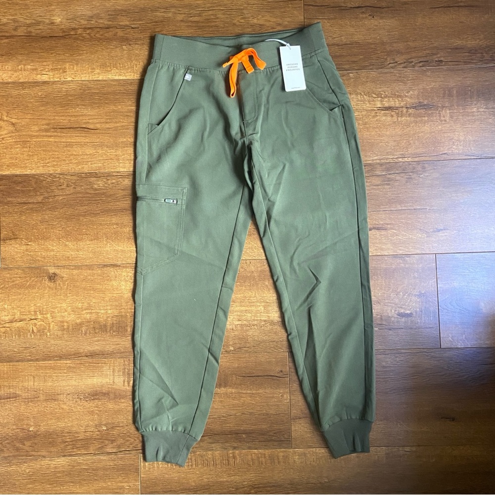 Figs Olive Cargo Pants with Orange Accent